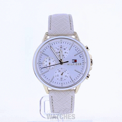 tommy hilfiger womens carly white leather strap white dial