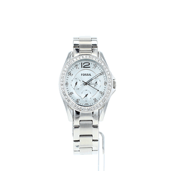 Fossil Women's Riley Silver Dial Crystal Set Stainless Steel