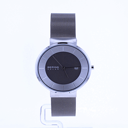 Bering Men's Solar Watch, Silver Case, Stainless Steel Mesh Strap 