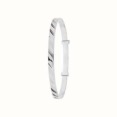 James Moore TH Silver Dia Cut Expandable Baby Bangle G4358