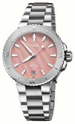ORIS Aquis Date Blush Pink Mother Of Pearl Dial 01 733 7770 4158-07 8 18 05P