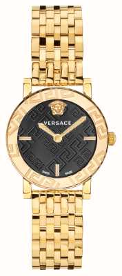 Versace GRECA GLASS | Black Dial | Gold PVD Steel Bracelet VEU300621