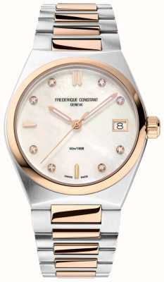 Frederique Constant Highlife Women's | Mother-of-Pearl Dial | Diamond Set | Two-Tone Bracelet FC-240MPWD2NH2B