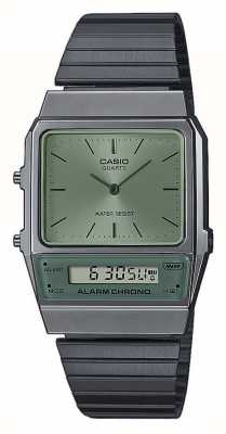 Casio Vintage | Green Dial | Black Stainless Steel Bracelet AQ-800ECGG-3AEF