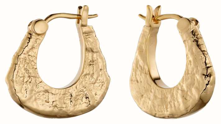 Elements Gold Gold Plated Sterling Silver Triangle Textured Hoop Earrings E6112