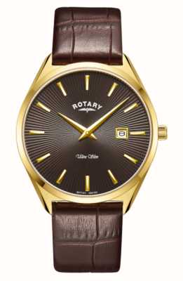 Rotary Men's Ultra Slim | Brown Dial | Brown Leather Strap GS08013/49