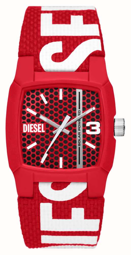 Recycled - | Plastic Ocean Diesel Watches™ Cliffhanger First HKG Strep Class DZ2168 | Red Dial Patterned Red