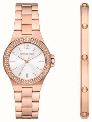 Michael Kors Lennox Pavé Rose Gold-Tone Watch And Bracelet Gift