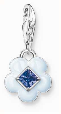 Thomas Sabo Blue Flower Charm | Sterling Silver | Crystal Set 1916-496-1