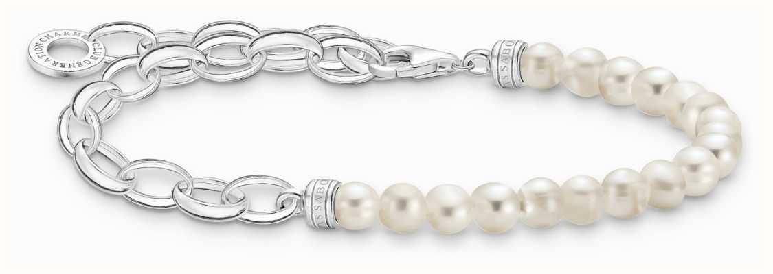 Thomas Sabo Sterling Silver Bracelet | Freshwater Pearl Beads | Charm Bracelet Chain | 19cm A2098-082-14-L19