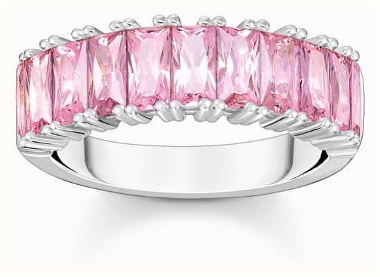 Thomas Sabo Pink Baguette Pavé Ring | Sterling Silver | Pink Cubic Zirconia | EU 56 UK P TR2366-051-9-56
