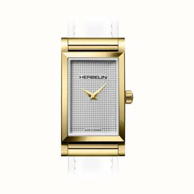 Herbelin Antarès Watch Case - Textured Silver Dial / Gold PVD Steel - Case Only H17444P02