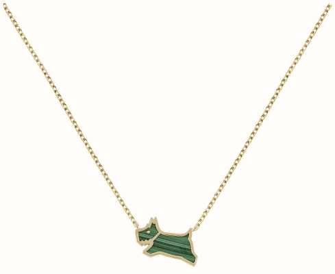 Radley Jewellery Dog Logo Pendant Necklace | Gold Tone | Green Crystal RYJ2380