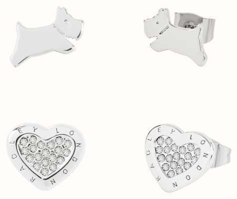 Radley Jewellery Set of 2 Stud Earrings | Dog Logo and Heart RYJ1317S