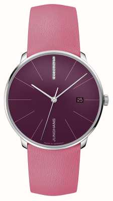 Junghans Meister fein Automatic | Diamond Set | Blackberry Dial | Pink Leather Strap 27/4358.00