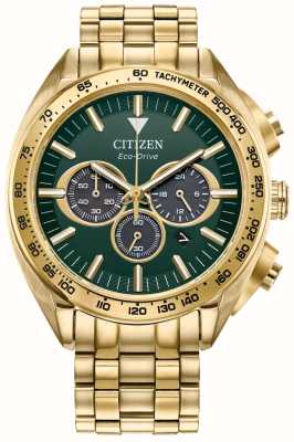 Citizen Men's Chronograph | Eco-Drive | Green Dial | Gold-Tone Stainless Steel Bracelet CA4542-59X