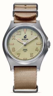 Boldr Safari Ranger Upepo Automatic (40mm) Khaki Dial / Tan Nylon SFR-FI-UPE-40-20