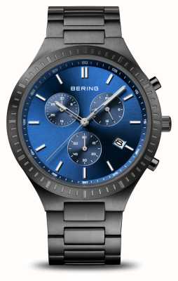 Bering Men's Titanium Blue Chronograph Dial / Black Stainless Steel Bracelet 11743-727