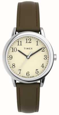 Timex Women's Easy Reader Cream Dial Brown Leather Strap TW2V69000