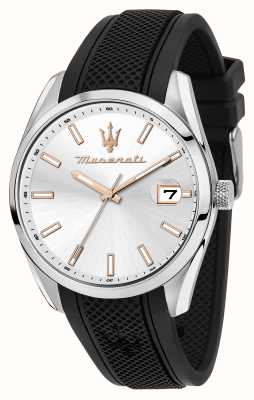 Maserati Attrazione (43mm) Silver Dial / Black Silicone Strap R8851151006