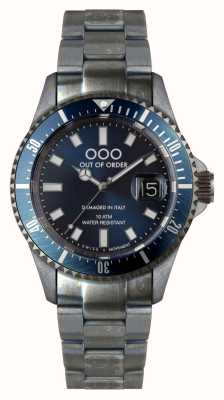 Out Of Order Blue Casanova (44mm) Blue Dial / Aged Stainless Steel OOO.001-18.BL.CR