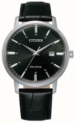 Citizen Men's Eco-Drive Black Dial Black Leather Strap BM7460-11E
