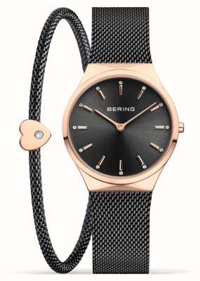 Bering Classic Polished Rose Gold Watch + Bracelet Gift Set 12131-169-GWP
