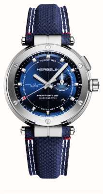 Herbelin Newport 35th Anniversary Mareographe Tide Gauge (43mm) Blue Dial / Blue Textile 24688A15