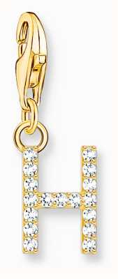 Thomas Sabo Charm Pendant Letter H With White Stones Gold Plated 1971-414-14