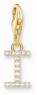 Thomas Sabo Charm Pendant Letter I With White Stones Gold Plated 1972-414-14