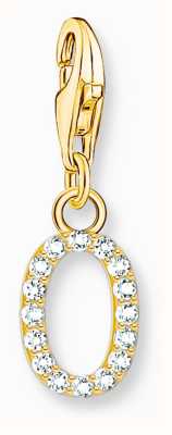 Thomas Sabo Charm Pendant Letter O With White Stones Gold Plated 1978-414-14