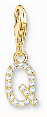 Thomas Sabo Charm Pendant Letter Q With White Stones Gold Plated 1980-414-14