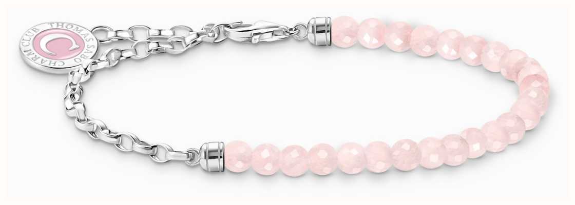 Thomas Sabo Charm Bracelet With Beads Of Rose Quartz And Chain Links Sterling Silver 17cm A2130-067-9-L17V