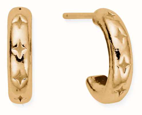 ChloBo Cut Out North Star Huggie Hoop Earrings Gold Plated GEH3323