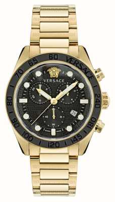 Versace Men's Greca Dome Black Chrono Dial / Gold Stainless Steel Bracelet VE6K00523