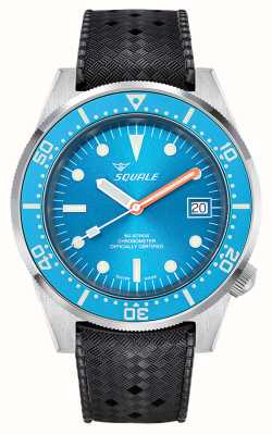 Squale 1521 COSC Ocean (42mm) Blue Dial / Black Silicone and Brown Leather Strap Set 1521COSOCN