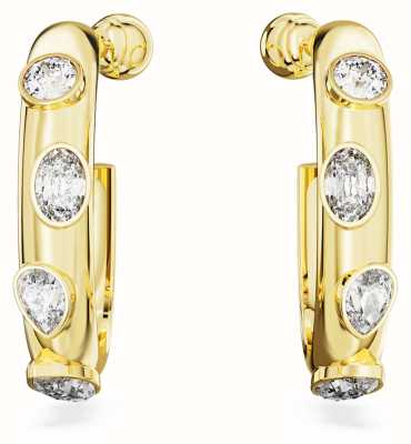Swarovski Dextera Hoop Earrings Gold-Tone Plated Mixed Cut White Crystals 5663261