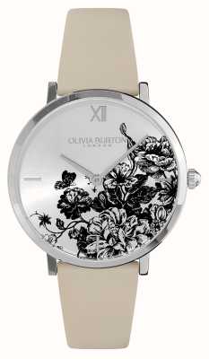 Olivia Burton Floral Blooms (35mm) Silver Dial / Antique Pearl Leather Strap 24000113