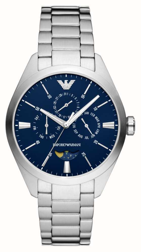 Emporio Armani Men s 43mm Blue Moonphase Dial Stainless Steel