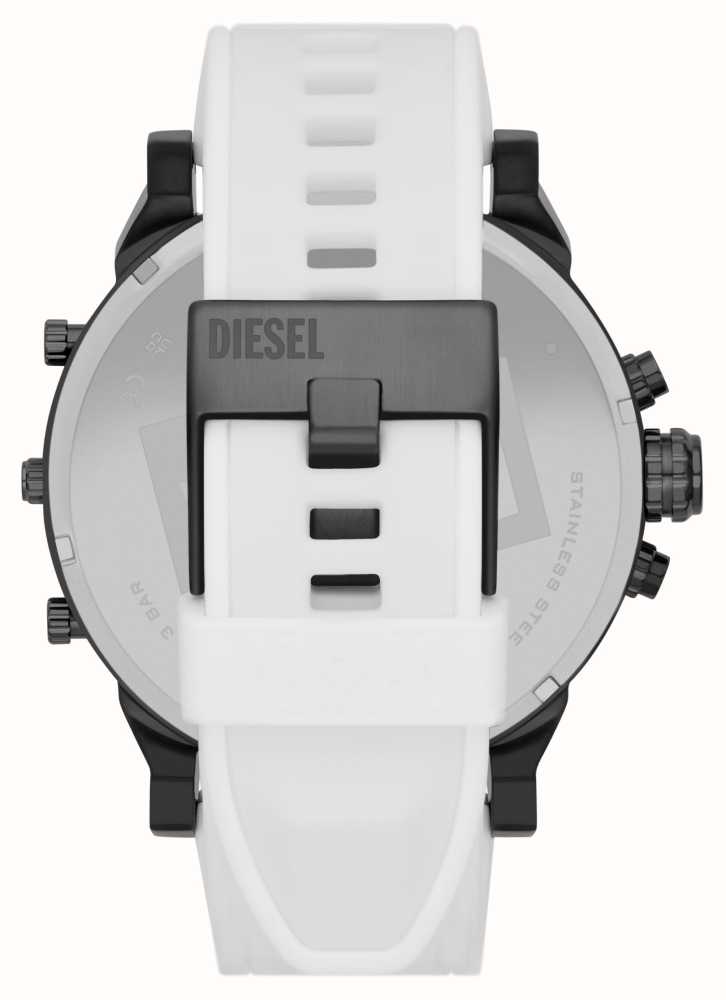 Diesel Mr. Daddy 2.0 (57mm) Black Dial / White Silicone Strap DZ7478 -  First Class Watches™ HKG