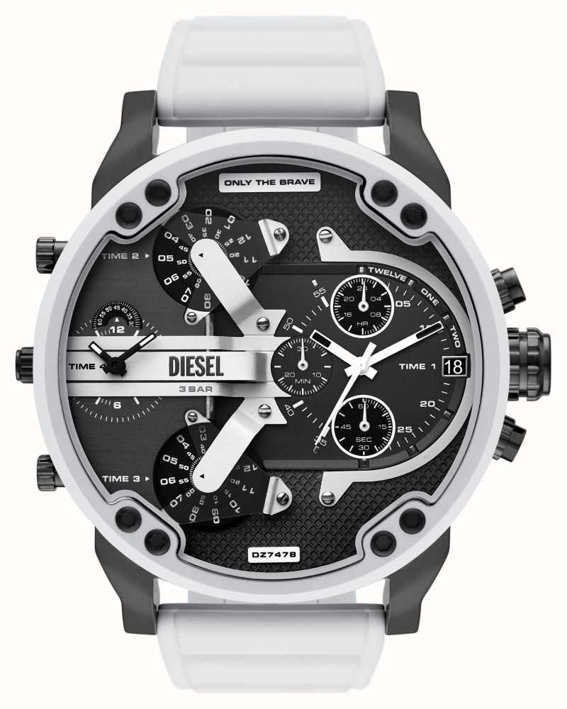 Diesel Mr. Daddy 2.0 (57mm) Black Dial / White Silicone Strap