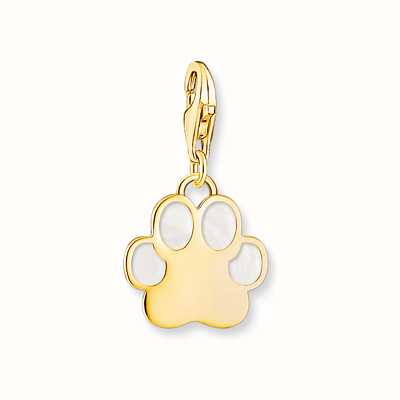 Thomas Sabo Paw Charm - 18K Gold Plated 925 Sterling Silver, Cold Enamel 2014-427-39