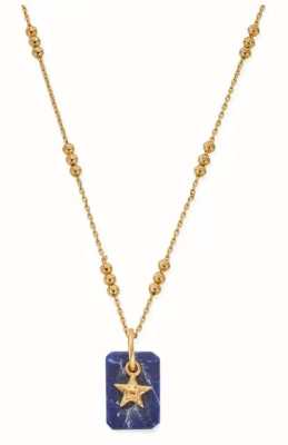 ChloBo Phases of the Goddess Triple Bobble Sodalite Star Necklace - Gold Plated GNTBB3383