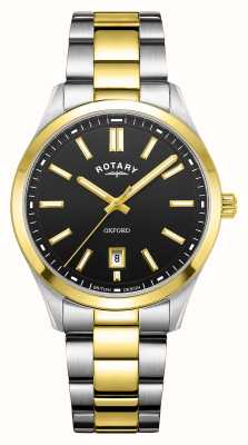 Rotary Contemporary Oxford Quartz (40mm) Black Dial / Two-Tone Stainless Steel Bracelet GB05521/04