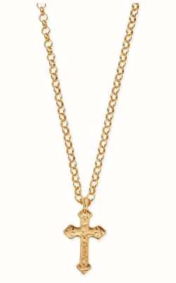 ChloBo MAN Belcher Chain Embossed Cross Necklace - Gold Plated GCBEL3505M