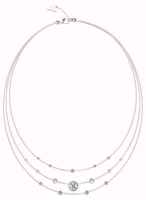 Guess Women's Perfect Illusion Rhodium Plated 4G Triple Chain Necklace 15-18" UBN03376RH