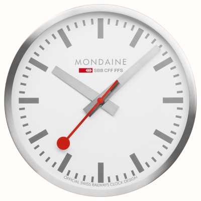 Mondaine SBB Wall Clock (40 cm) White Dial / Silver-Tone Aluminium Case A995.CLOCK.17SBV