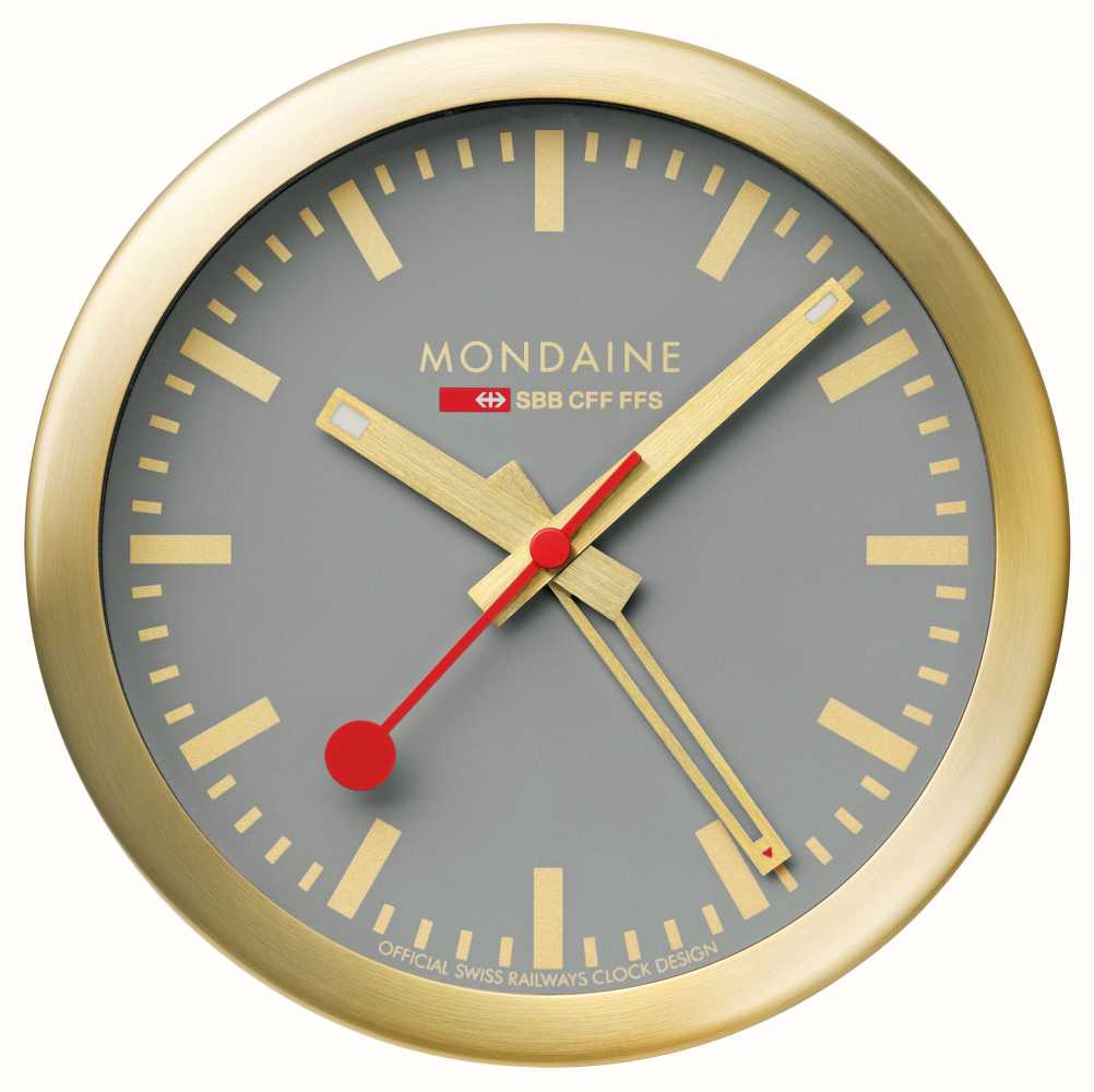 Mondaine SBB Alarm Clock With Sweeping Second Hand (12.5cm) Grey