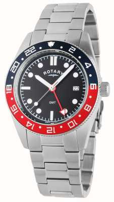 Rotary Sport Quartz GMT (42mm) Black Dial / Stainless Steel Bracelet GB00028/04