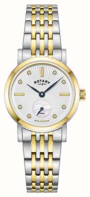 Rotary Dress Small-Seconds Quartz (27mm) White Guilloché Dial / Two-Tone Stainless Steel Bracelet LB05321/29/D